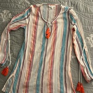 LA BLANCA RESORTWEAR COVERUP/ SIZE XS/ STRIPED OPEN SLIT SLEEVES/ LIKE NEW